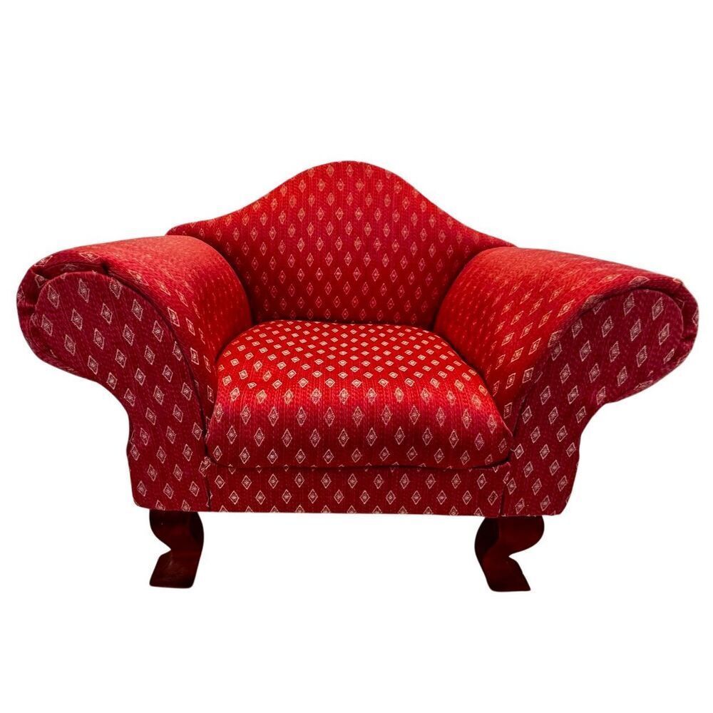 Vintage Dayton Hudson Red Upholstered Parlor Armchair American Girl Doll Chair